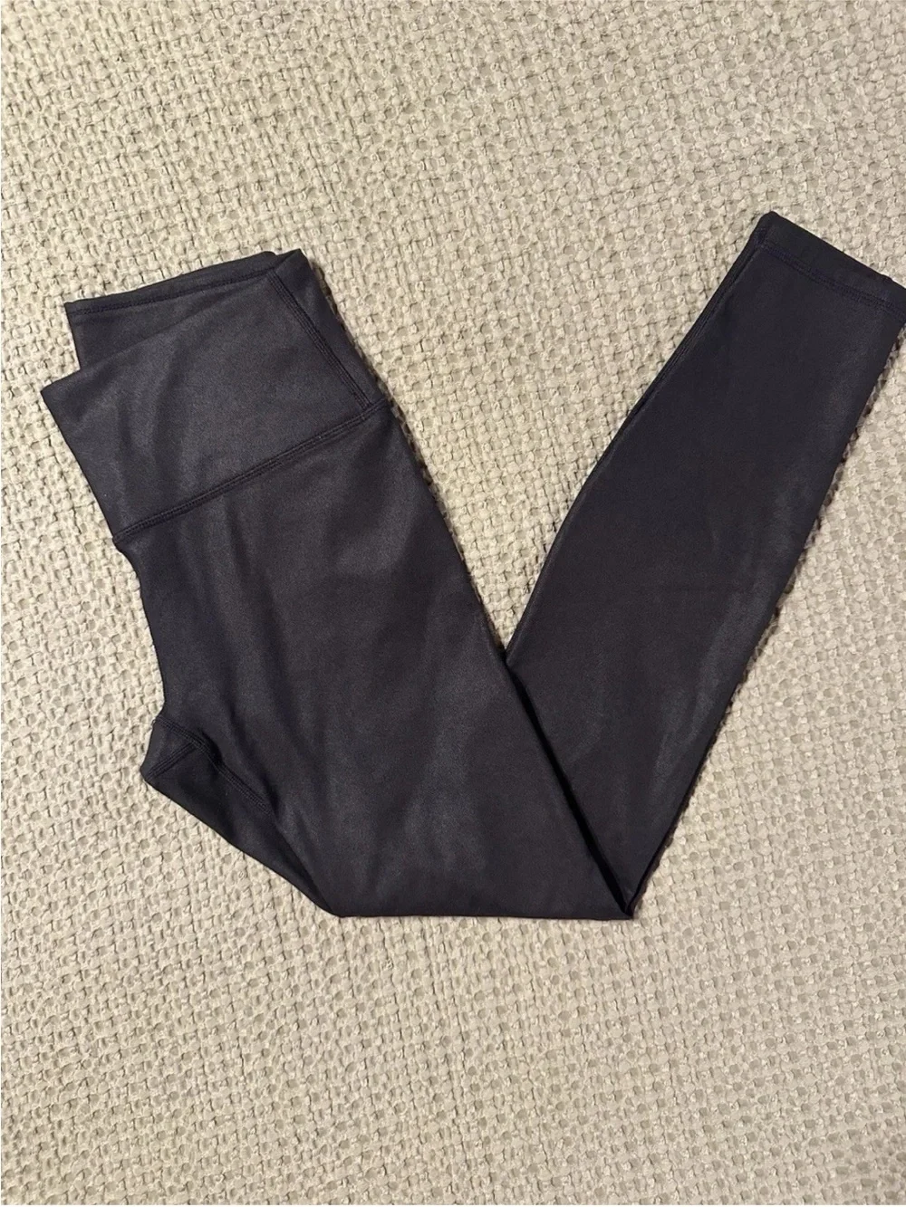 Women’s Fabletics Ankle Leggings Stretch Solid Black with sheen XS 24” length